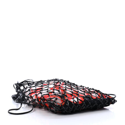 Prada Rete Tessuto Stampato Bocche Tote Black 3 of 4