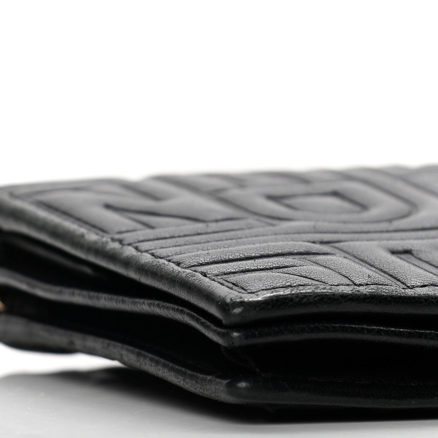 Fendi Nappa Logo Embossed Long Wallet On Chain Black 6 of 7