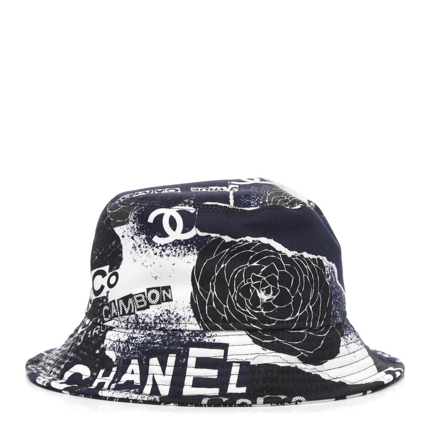 Cotton Coco Print Bucket Hat M Navy Black White