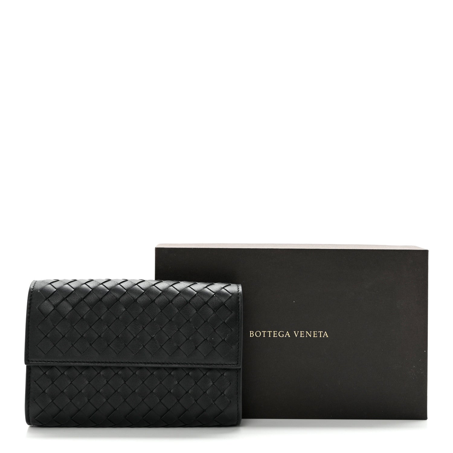 Bottega Veneta Nappa Intrecciato Continental Compact Flap Wallet Black 13 of 13