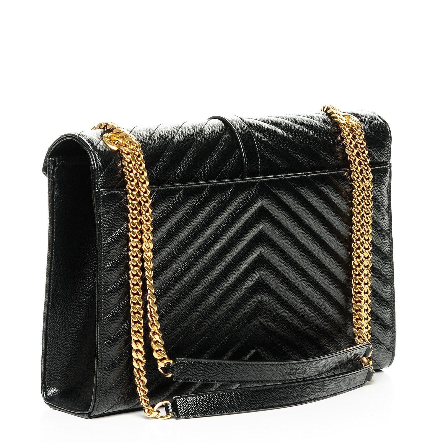 Saint Laurent Grain De Poudre Matelasse Chevron Large Monogram Satchel Black 3 of 6