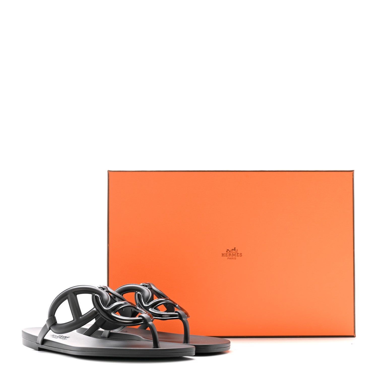 Hermes Rubber Womens Egerie Sandals 36 Black 12 of 12