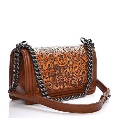 Chanel Calfskin Embossed Medium Cordoba Boy Flap Brown 3 of 7