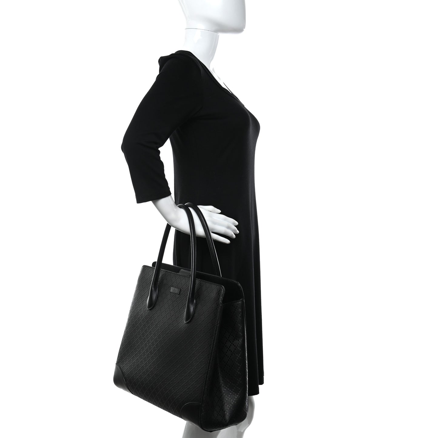 Calfskin Bright Diamante Medium Top Handle Bag Black