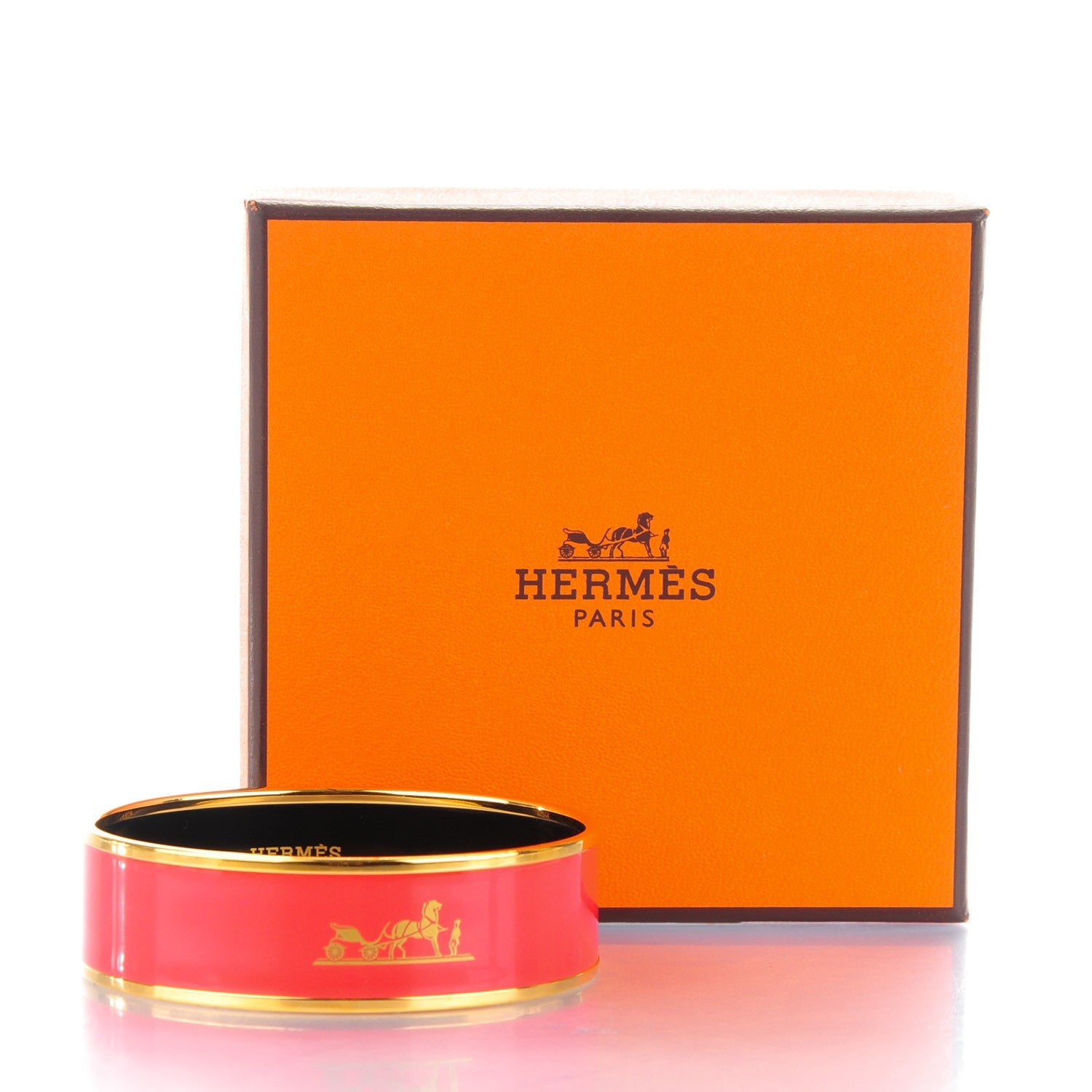 Hermes Enamel Printed Wide Caleche Bracelet 65 Red 5 of 5