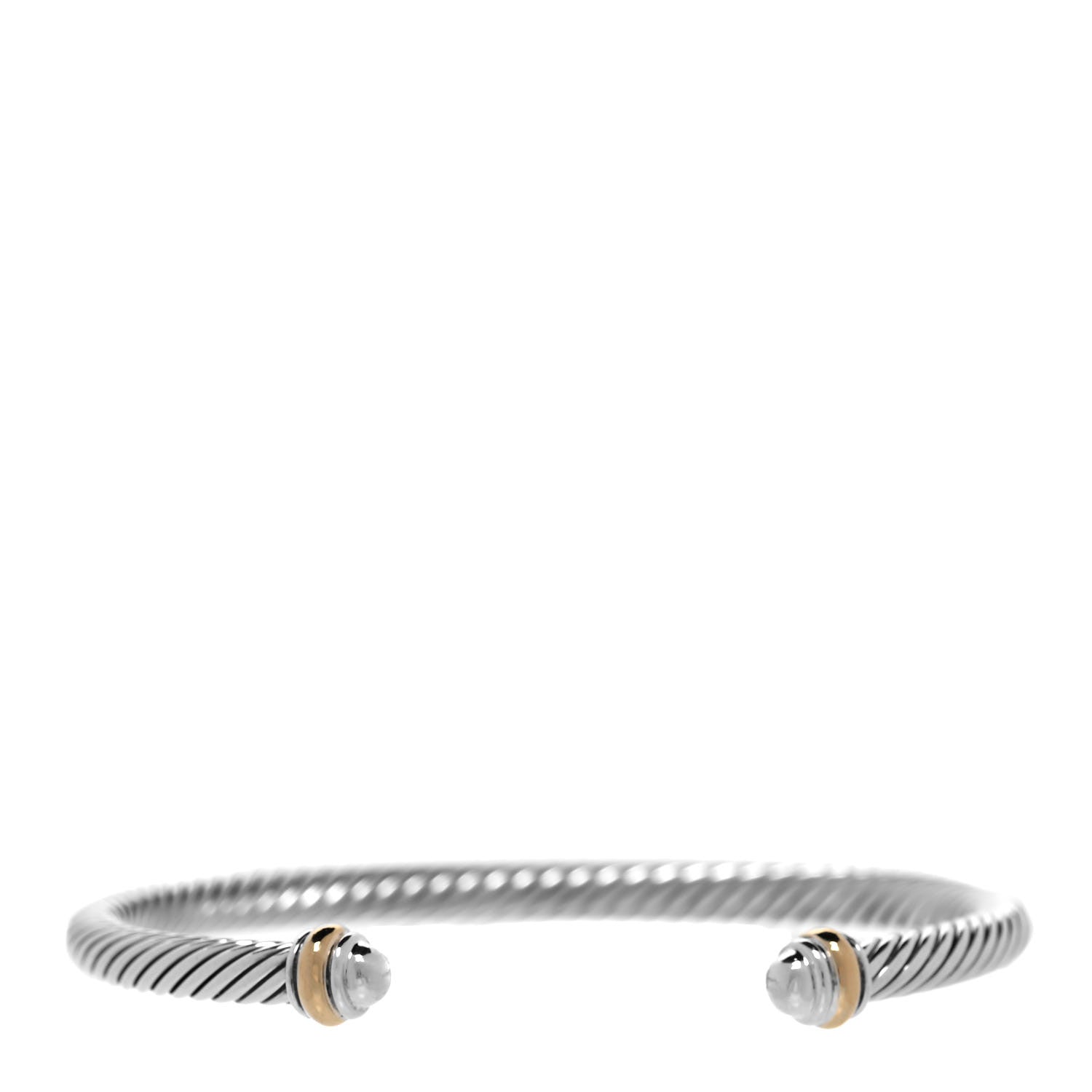 David Yurman Sterling Silver 18K Yellow Gold 4mm Cable Classics Bracelet 1 of 5
