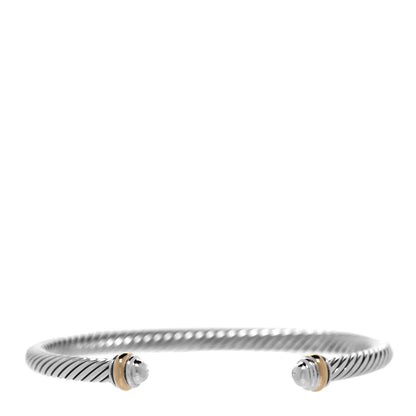 David Yurman Sterling Silver 18K Yellow Gold 4mm Cable Classics Bracelet 1 of 5