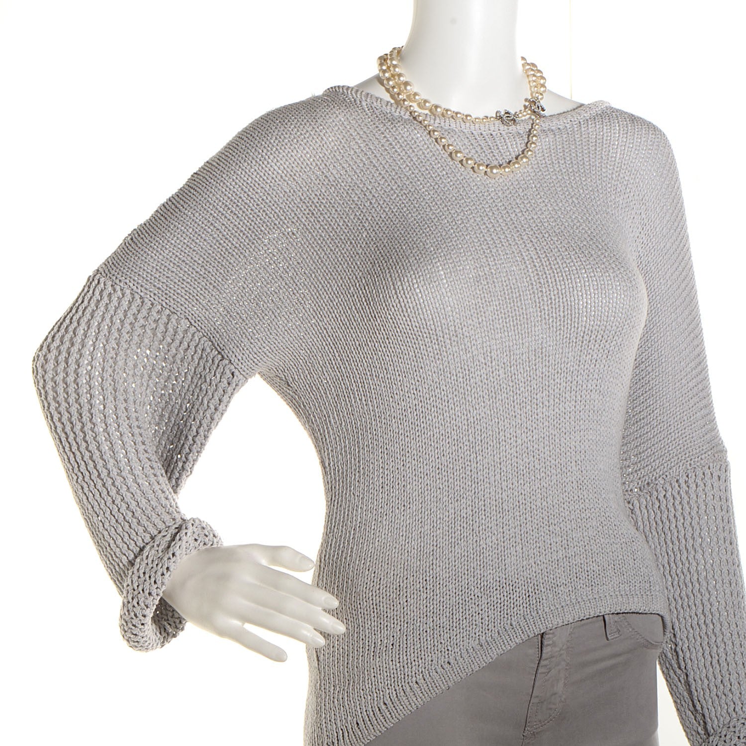 Chanel Graduated Pearl CC Long Necklace Silver 2 of 6