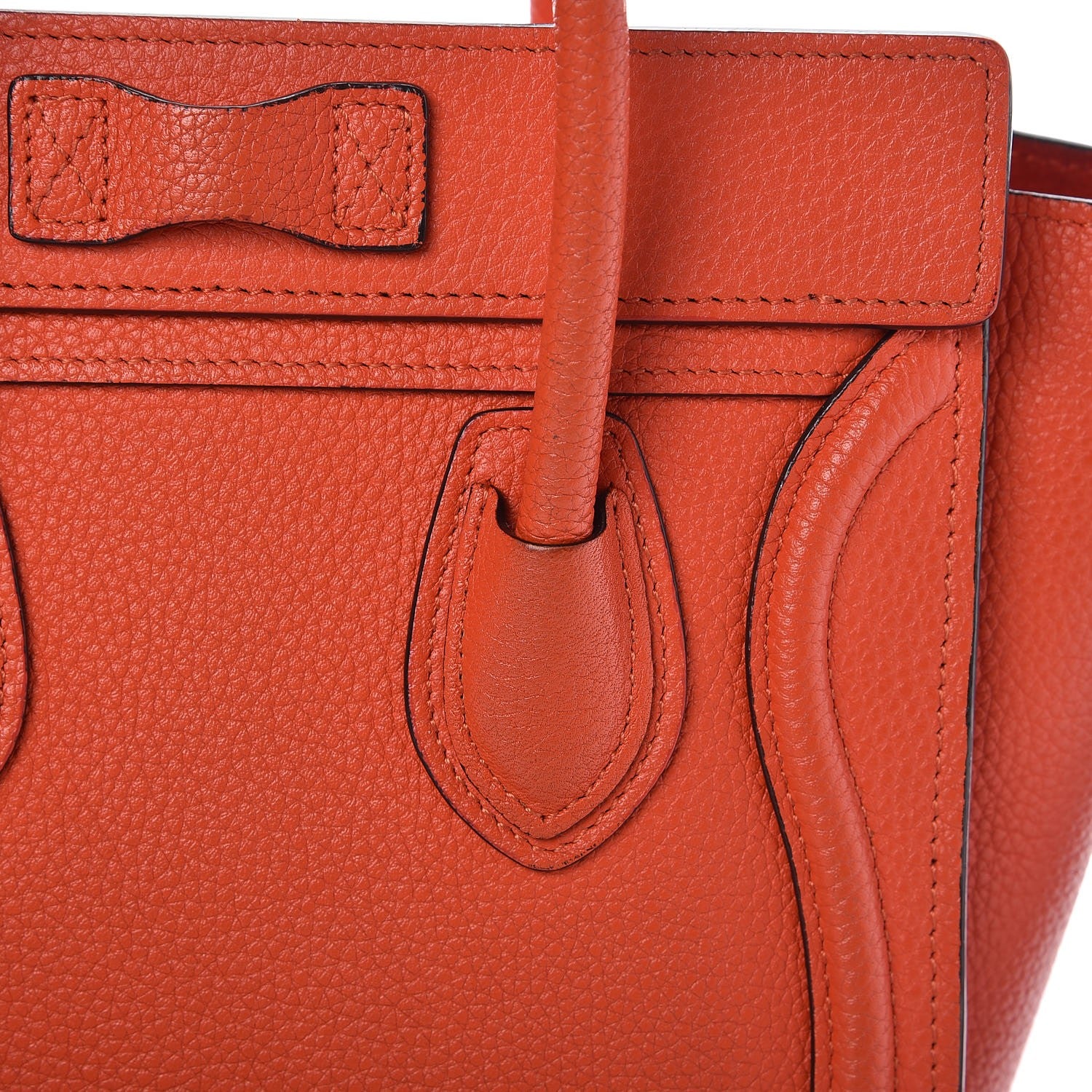 Celine Drummed Calfskin Nano Luggage Vermillion 13 of 15