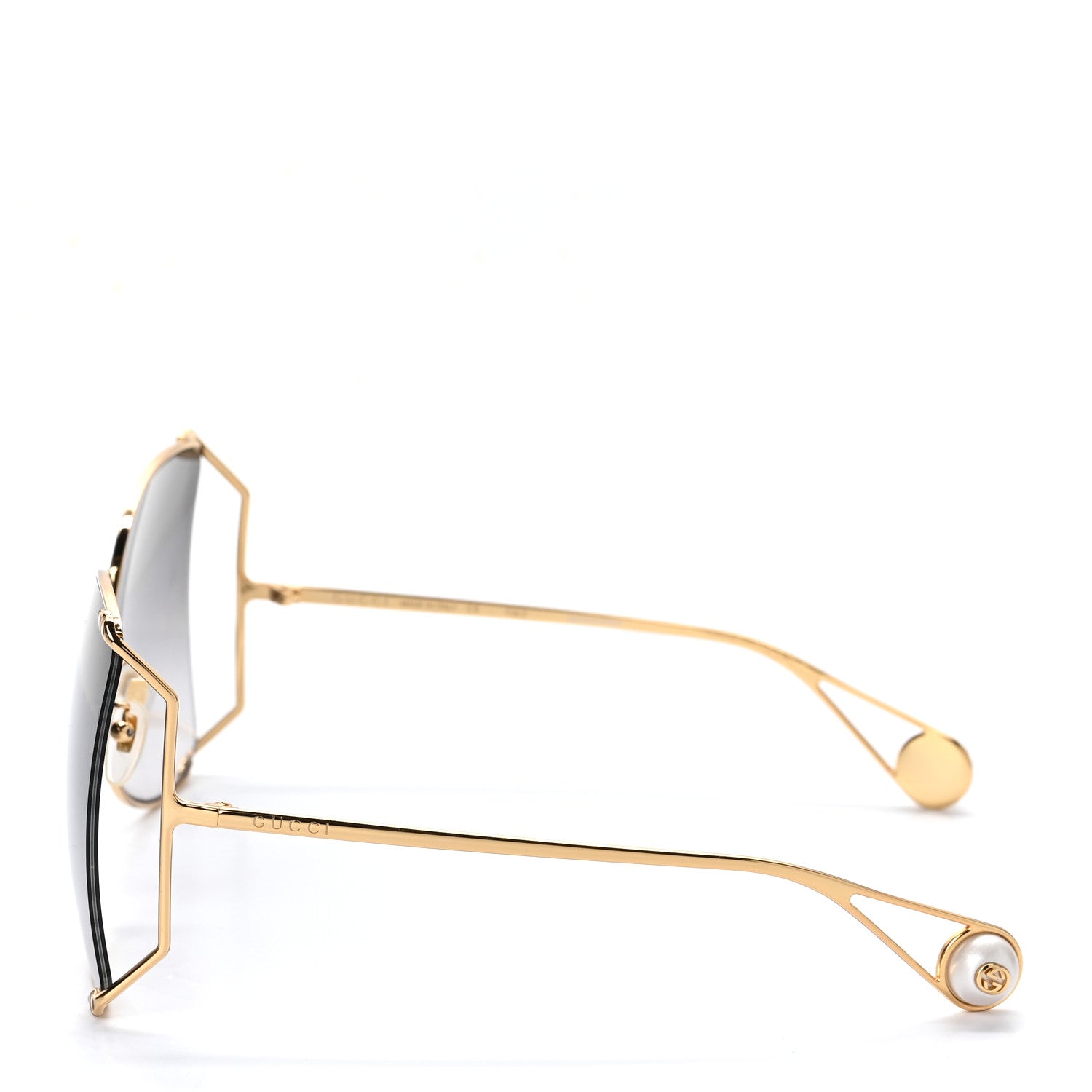 Gucci Oversized Round Sunglasses GG0252S Gold 3 of 7