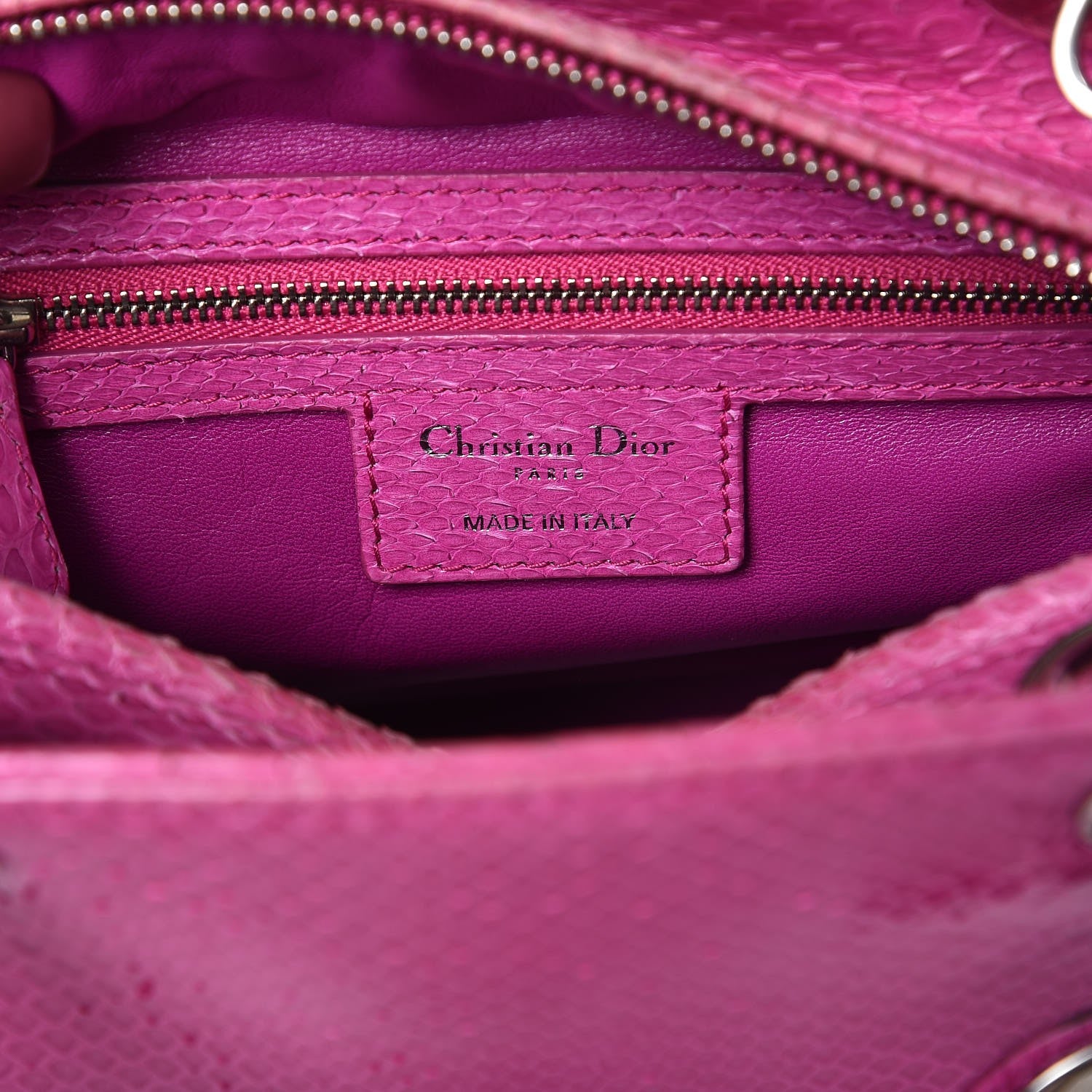 Christian Dior Python Medium Lady Dior Pink 7 of 17