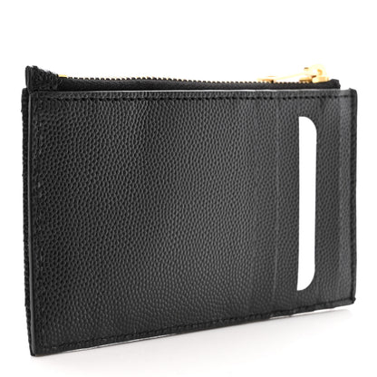 Saint Laurent Monogram Grain de Poudre 5 Fragments Zip Pouch Card Holder Black 3 of 10