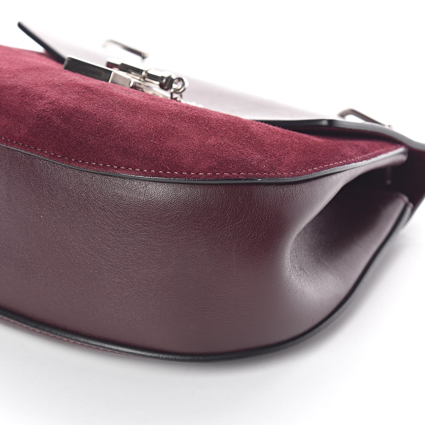 Suede Smooth Calfskin Drew Shoulder Bag Dark Purple