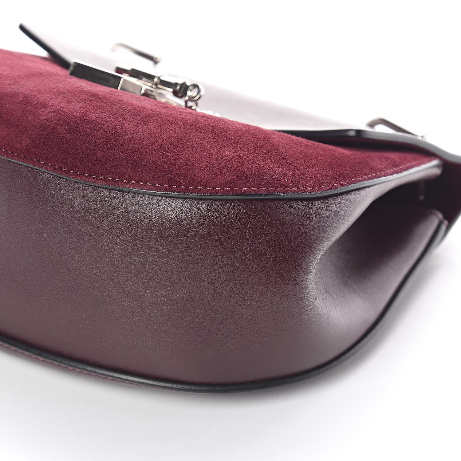 Chloe Suede Smooth Calfskin Drew Shoulder Bag Dark Purple 9 of 9