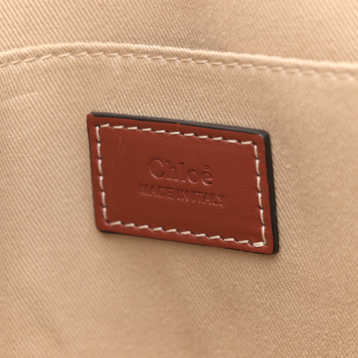 Chloe Linen Calfskin Large Woody Ribbon Tote White Brown 6 of 13