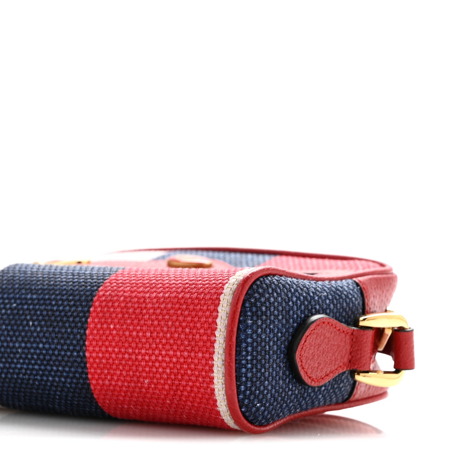 Gucci Canvas Sylvie Stripe Mini Ophidia Camera Bag Mystic White Hibiscus Red Maritime 10 of 11