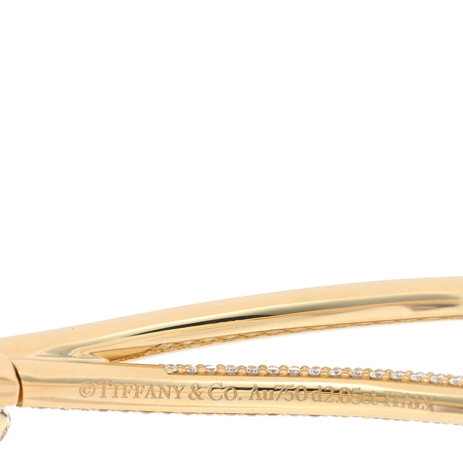 Tiffany 18K Yellow Gold Diamond Knot Double Row Hinged Bangle Bracelet 3 of 4