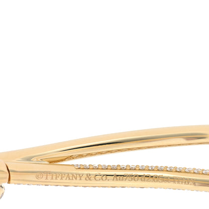 Tiffany 18K Yellow Gold Diamond Knot Double Row Hinged Bangle Bracelet 3 of 4