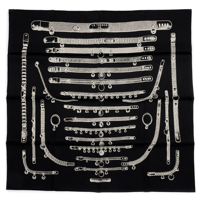 Hermes Silk Le Tresor De Medor Scarf 90 Black Creme 1 of 3