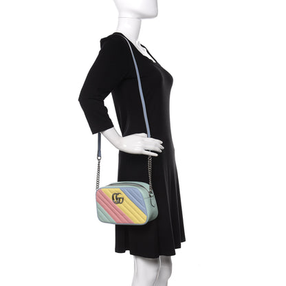 Gucci Calfskin Matelasse Diagonal Small GG Marmont Chain Shoulder Bag Multicolor Pastel 2 of 10