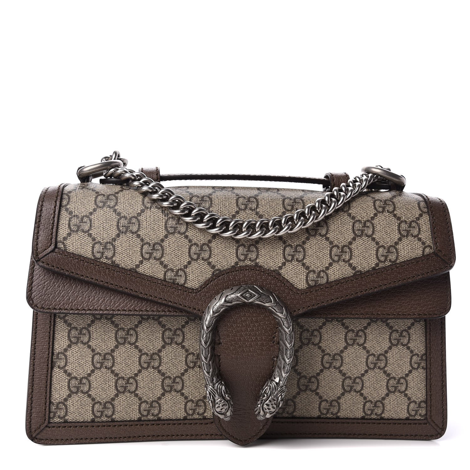 Gucci GG Supreme Monogram Textured Dollar Calfskin Top Handle Dionysus Shoulder Bag Beige Ebony New Acero 1 of 11