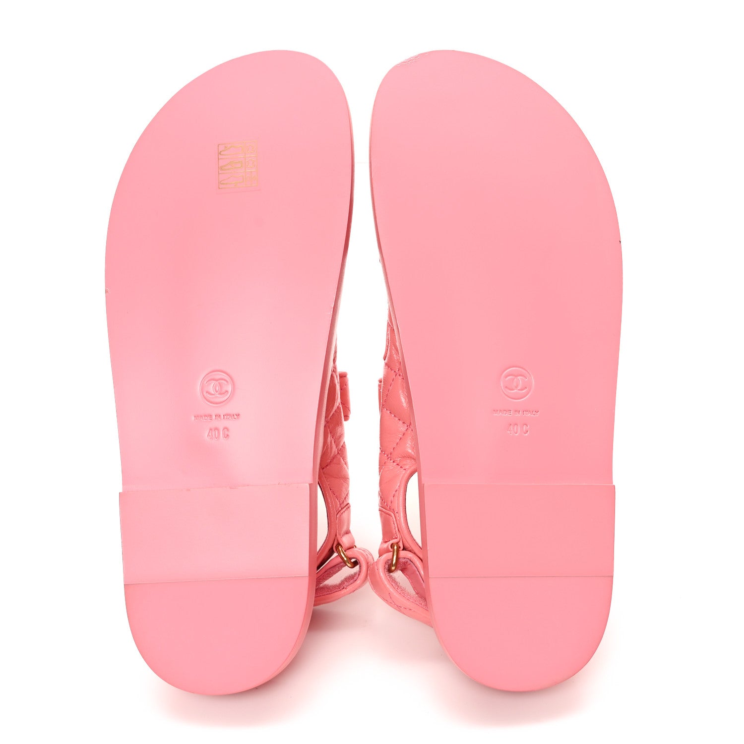 Chanel Lambskin Quilted Velcro Dad Chain CC Sandals 40 Pink 6 of 9