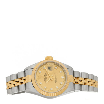 Rolex Stainless Steel 18K Yellow Gold Diamond 26mm Oyster Perpetual Datejust Watch Champagne 69173 2 of 5
