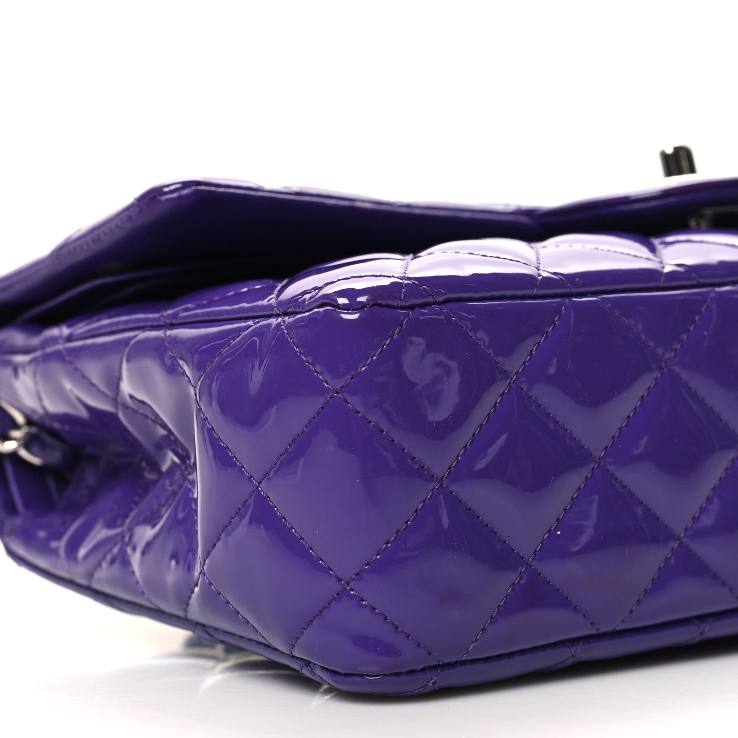 Chanel Patent Calfskin Quilted Medium Double Flap Purple 9 of 13