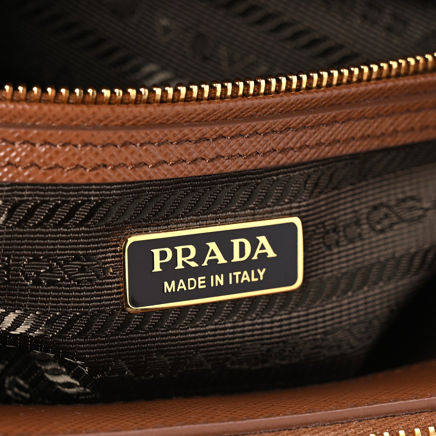 Prada Jacquard Saffiano Triangolo Symbole Embroidered Mini Galleria Double Zip Tote Tabacco Talco 6 of 10