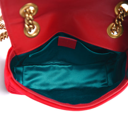 Gucci Velvet Matelasse Mini GG Marmont Shoulder Bag Hibiscus Red 4 of 9