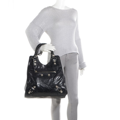 Balenciaga Agneau Giant 21 Silver Hardware Folder Black 2 of 11