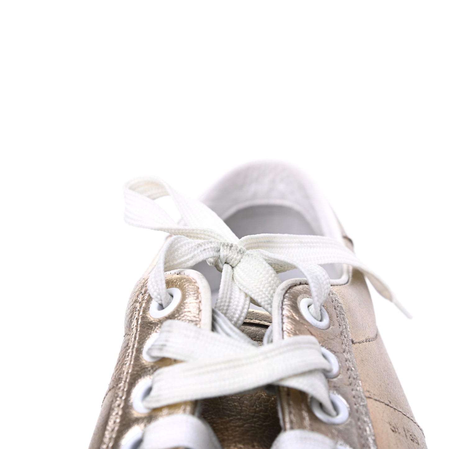 Metallic Calfskin Court Sneakers 37.5 Pale Gold