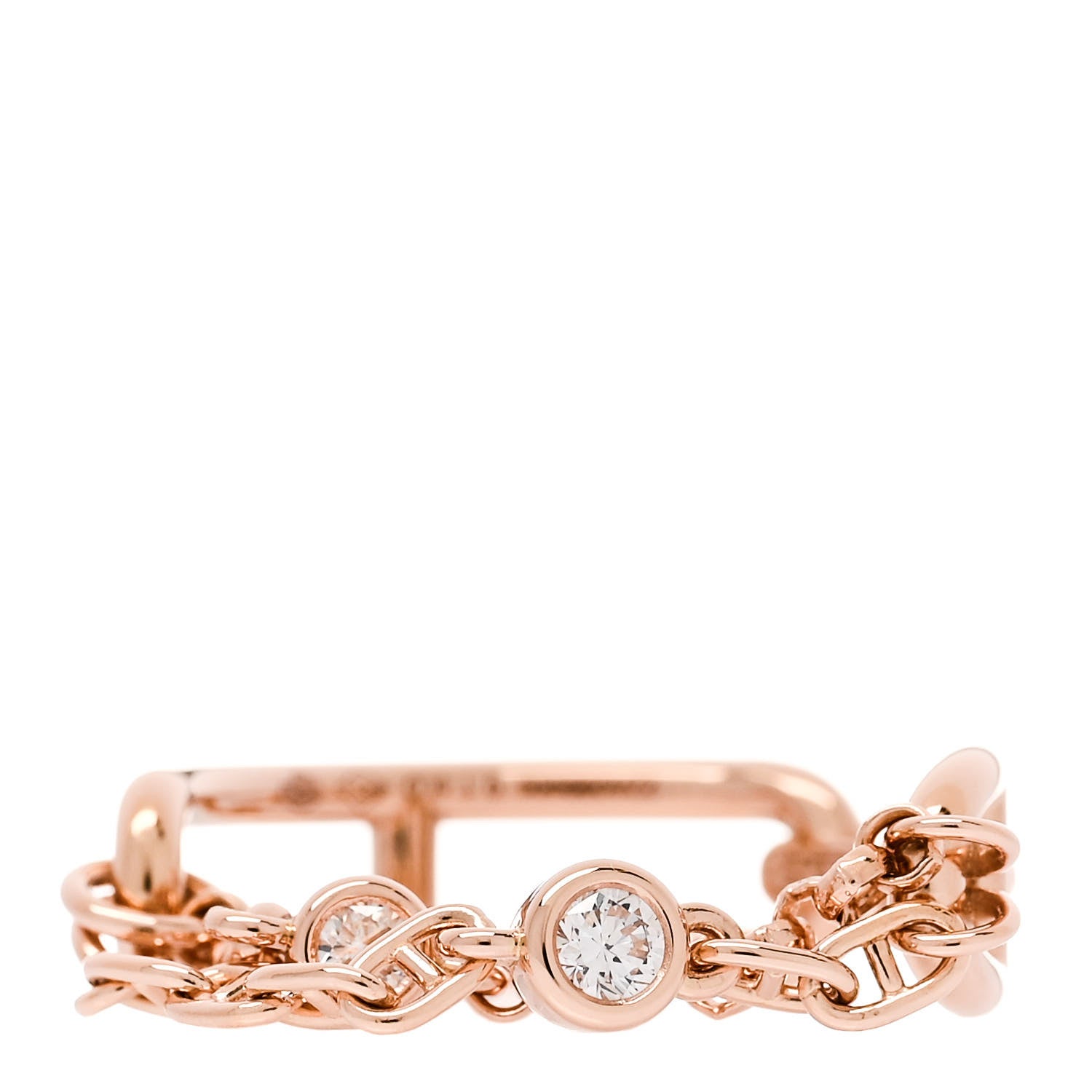 Hermes 18K Rose Gold Diamond PM Chaine d'Ancre Chaos Ring 52 6 1 of 6