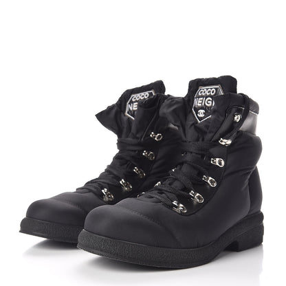Chanel Nylon Calfskin Womens Coco Neige Short Boots 40 Black 3 of 10