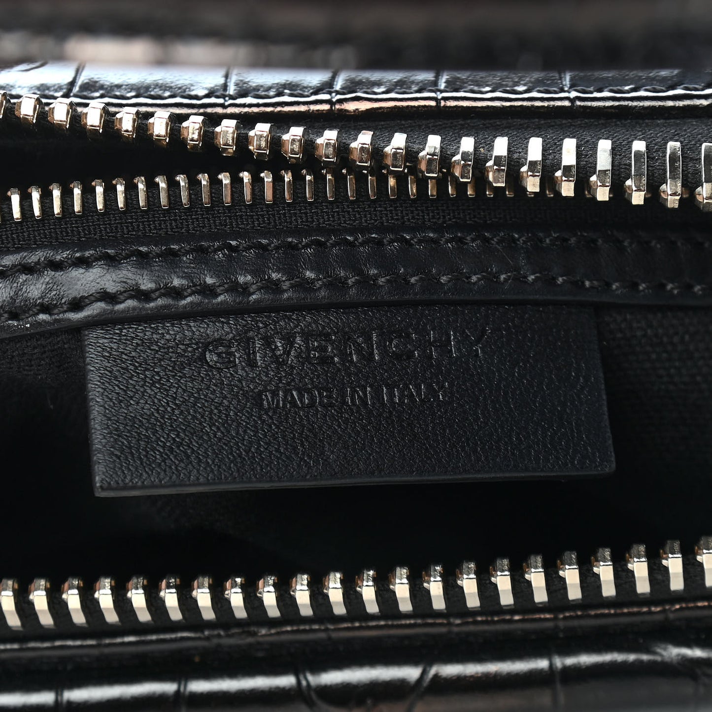 Calfskin Crocodile Embossed Small Antigona Black