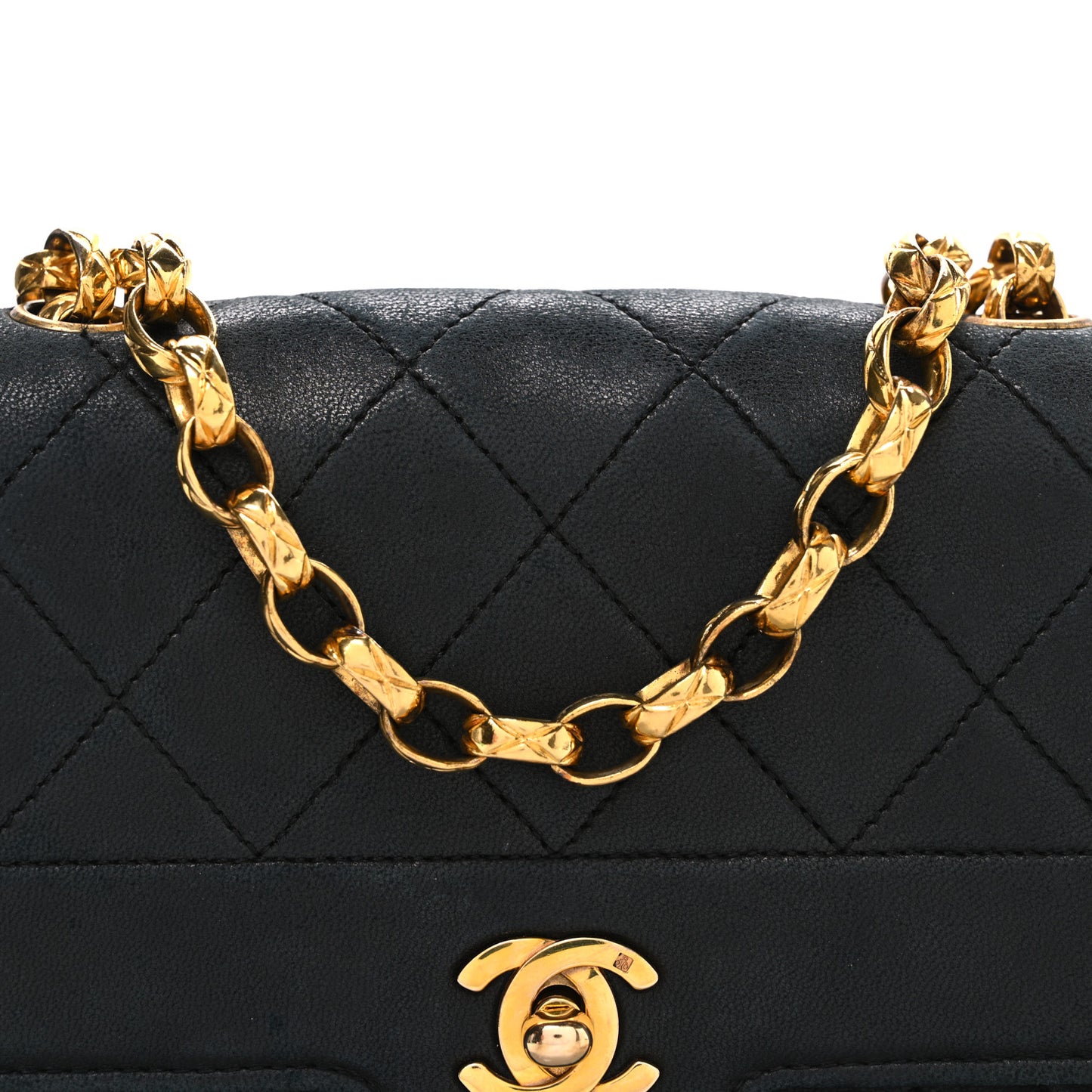 Lambskin Quilted Mini Bijoux Diana Flap Black