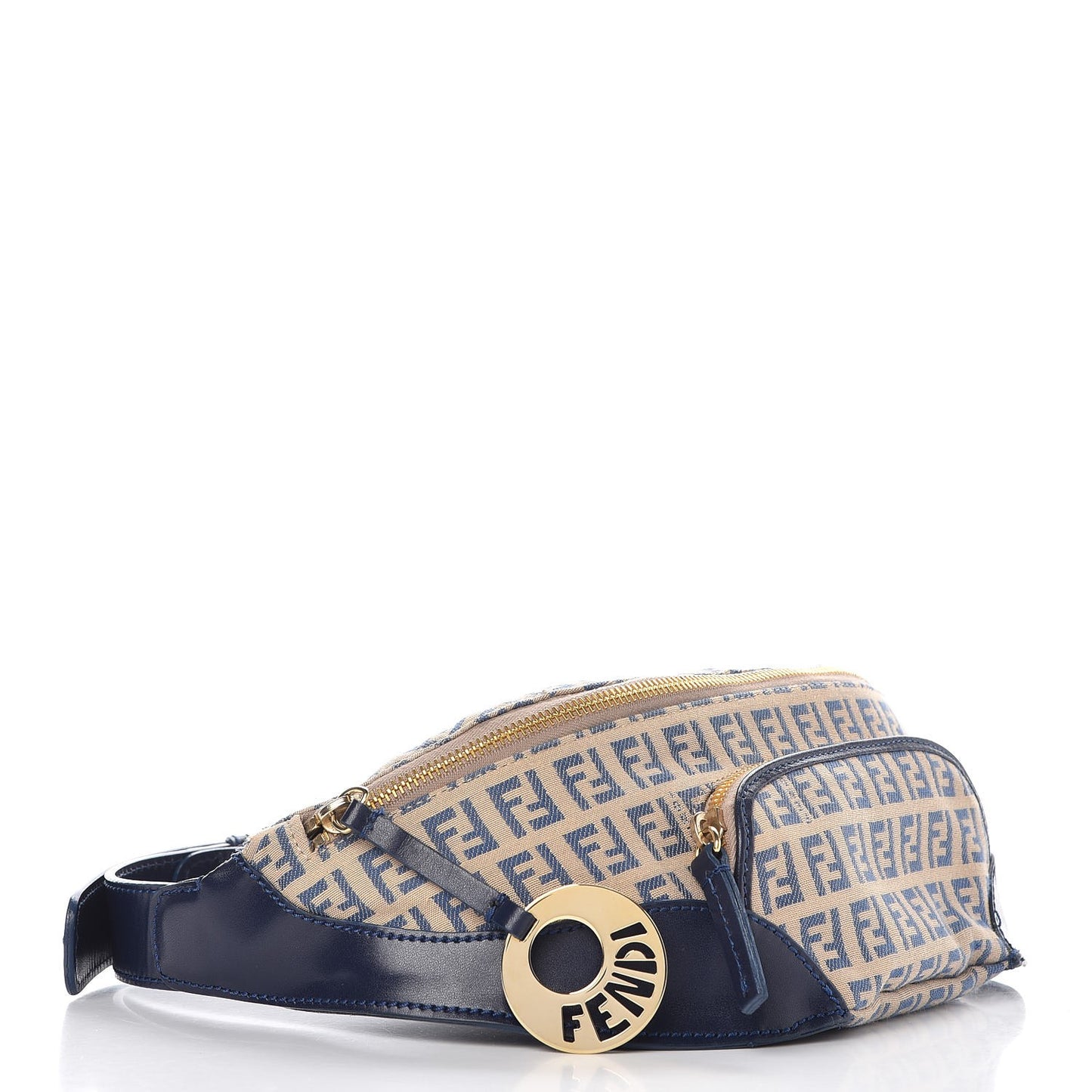 Zucchino Vitello Pocket Waist Bag Beige Azzurro Blue