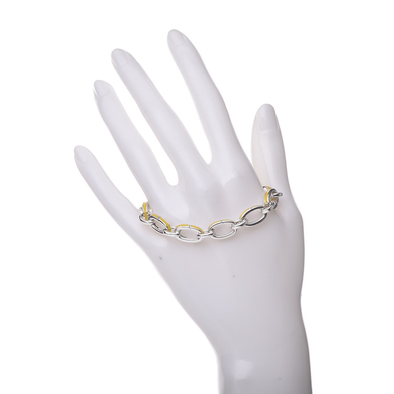 Tiffany Sterling Silver Enamel Link Bracelet Yellow 6 of 8