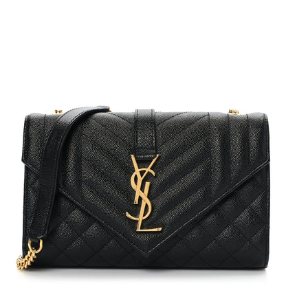 Saint Laurent Grain De Poudre Textured Mixed Matelasse Triquilt Small Monogram Satchel Black 1 of 8