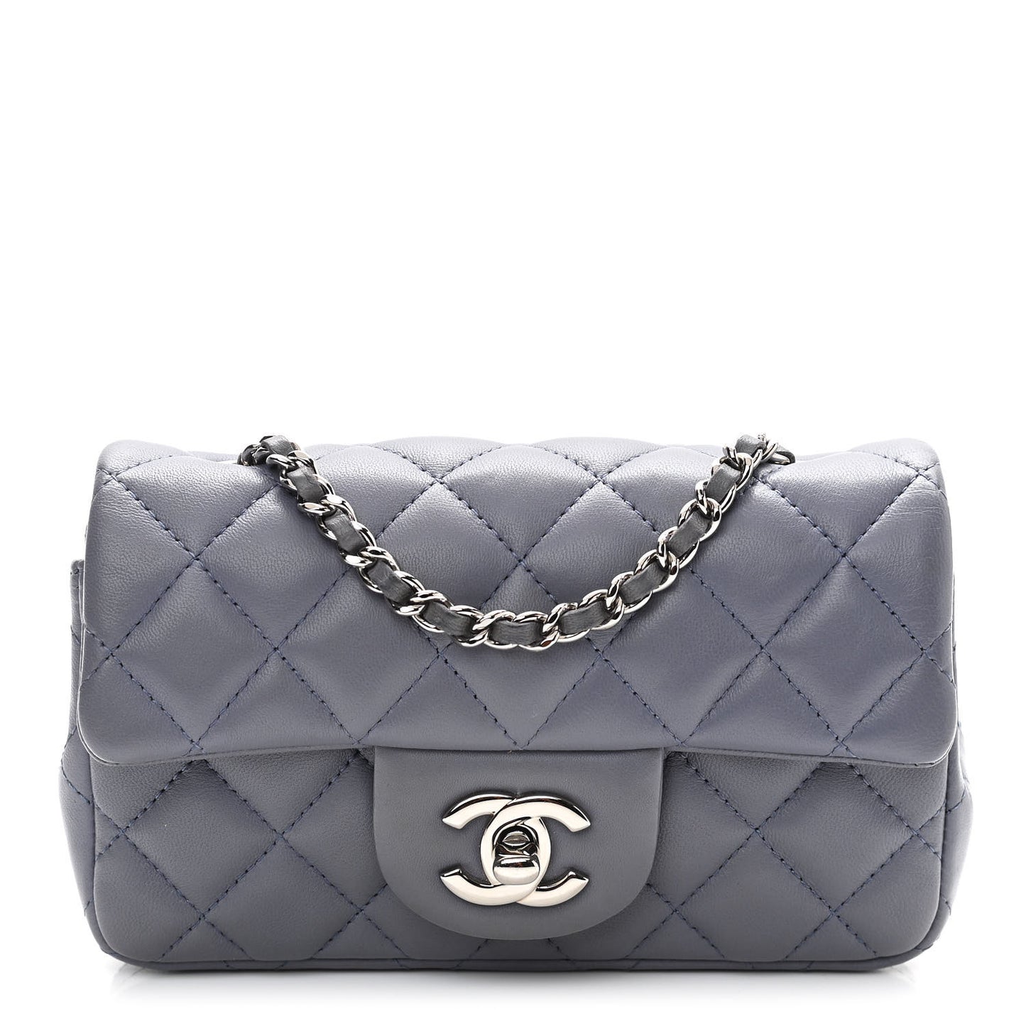Lambskin Quilted Extra Mini Rectangular Flap Light Purple