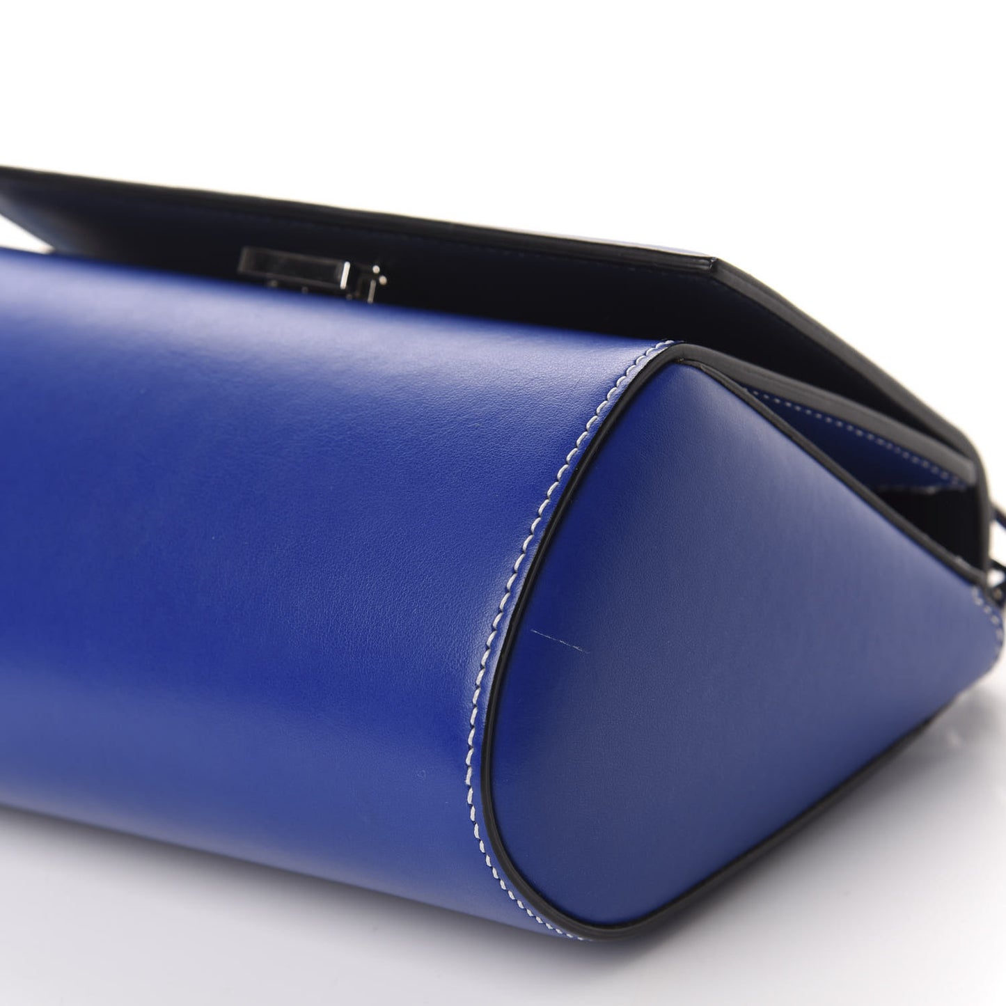 Calfskin Mini Pandora Box Logo Strap Crossbody Bag Moroccan Blue