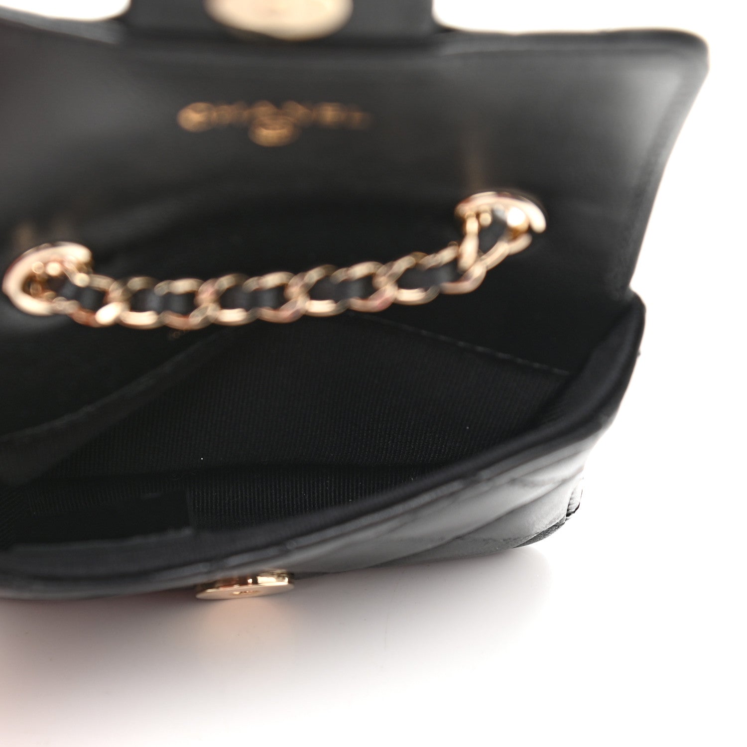 Chanel Lambskin Quilted Flap Bow Chain Waist Bag Black 5 of 10