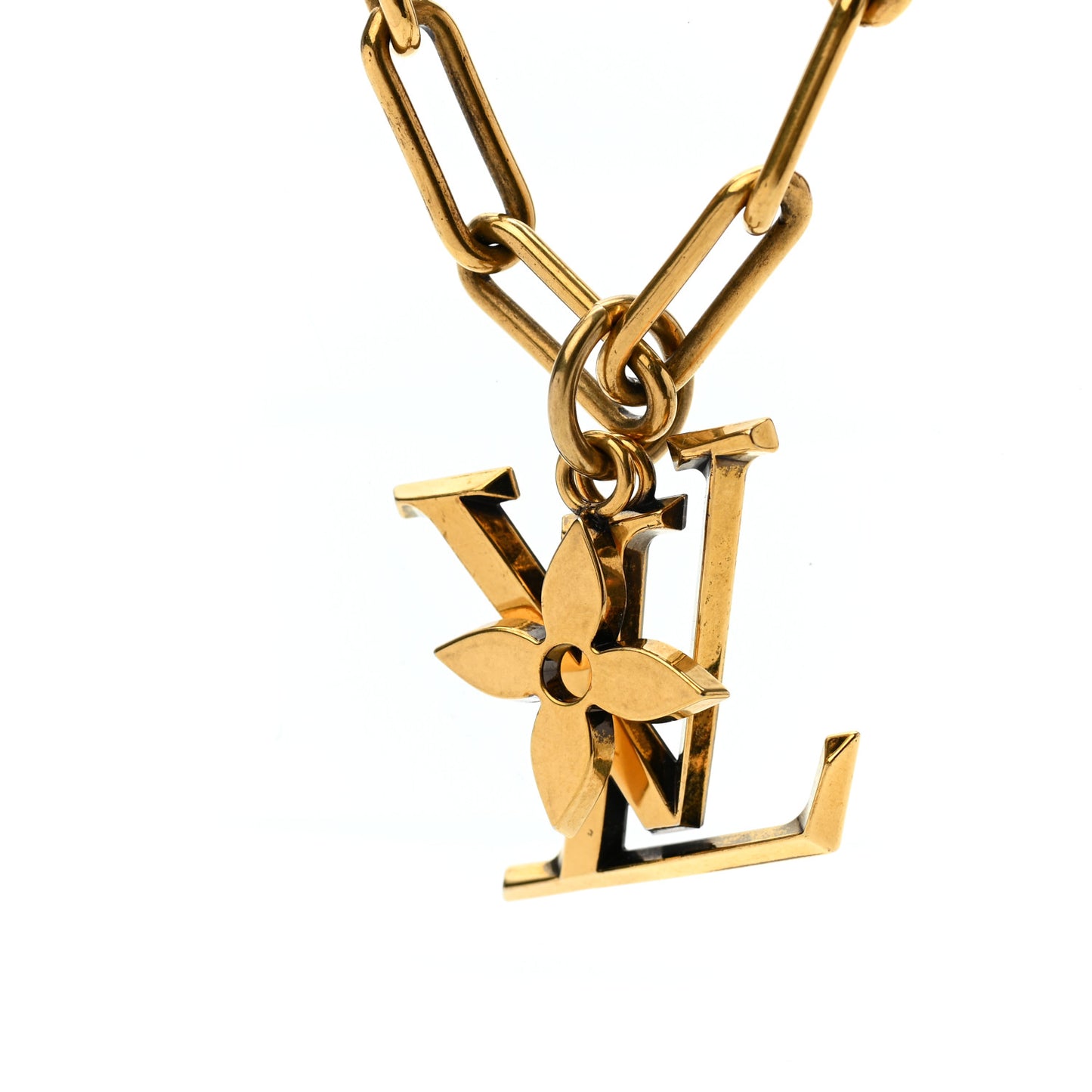 Metal LV Flower Necklace Gold