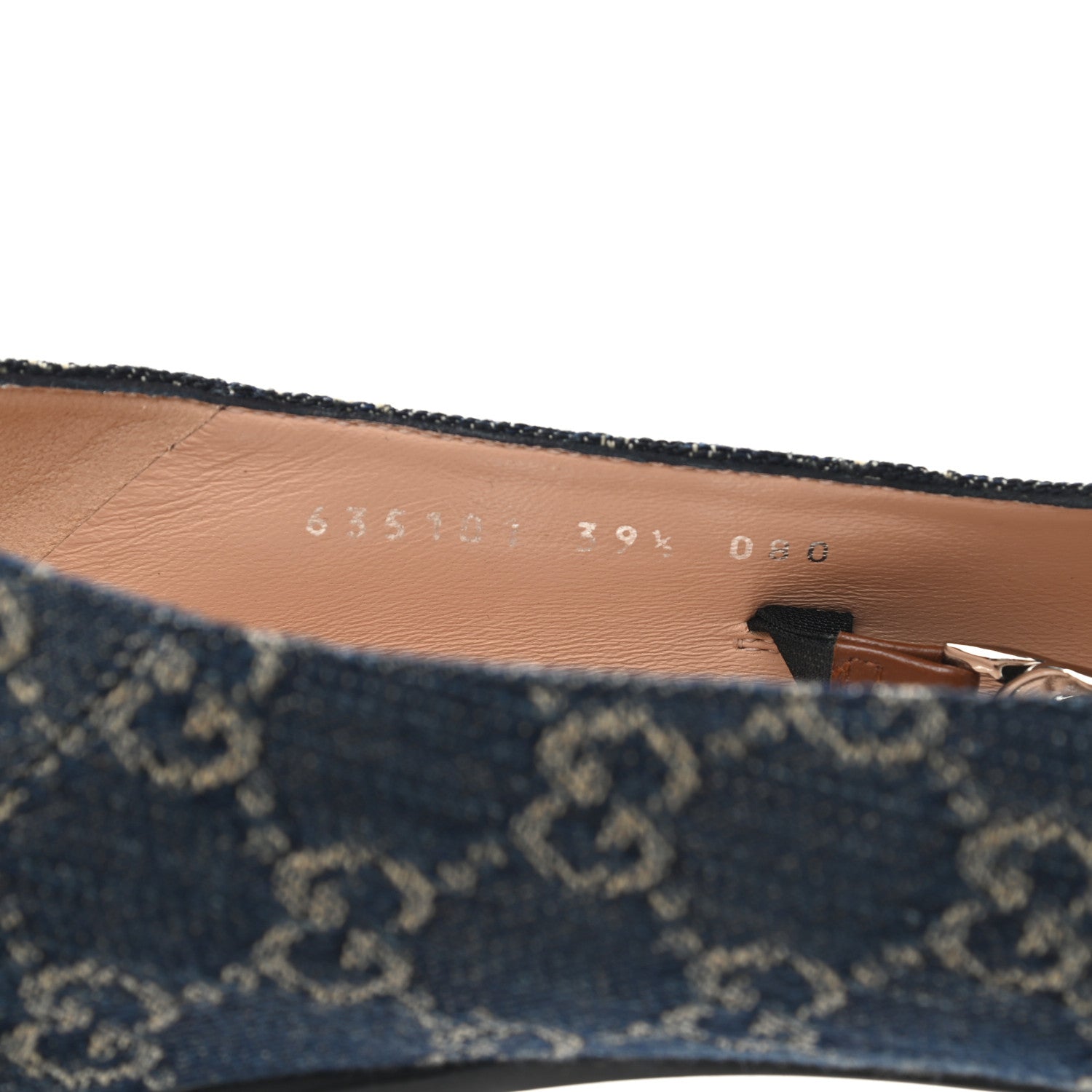 Gucci New Denim GG Monogram Nappa Deva Horsebit Chain Embellished Flats 39.5 Blue Tea Cuir Epilog 8 of 8
