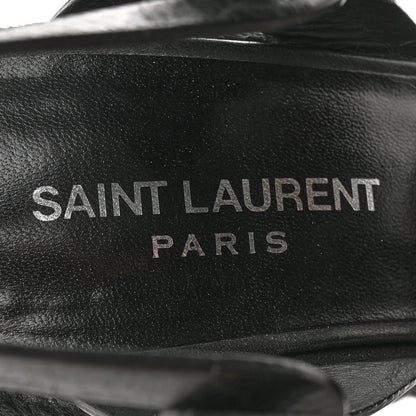 Saint Laurent Calfskin Tribute 95 Platform Espadrille Wedge Sandals 37 Black 6 of 13