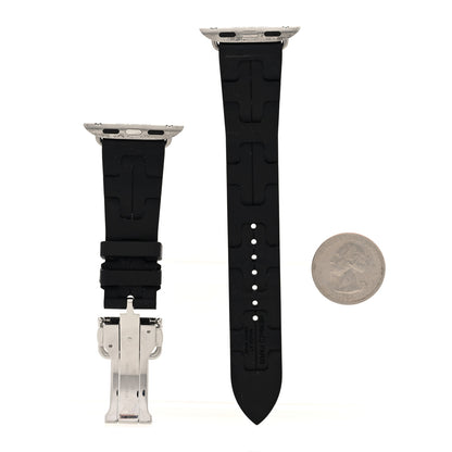 Hermes Rubber 41mm Deployment Buckle Kilim Apple Watch Single Tour Band Black 2 of 3