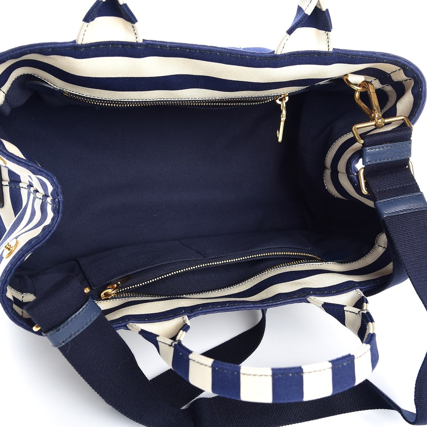 Canapa Striped Logo Tote Navy