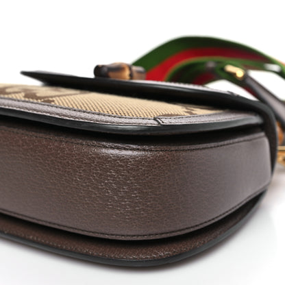 Gucci Monogram Jumbo GG Textured Dollar Calfskin Web Small Bamboo 1947 Top Handle Bag Camel Ebony New Acero 9 of 10