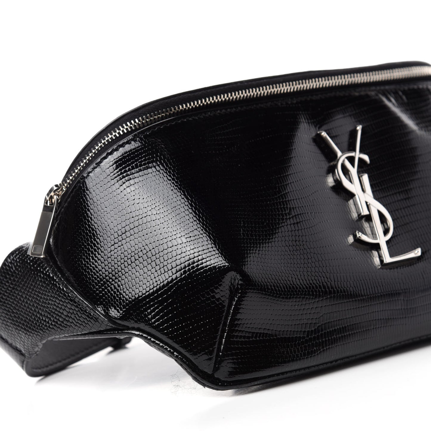 Lizard Embossed Calfskin Belt Bag Black