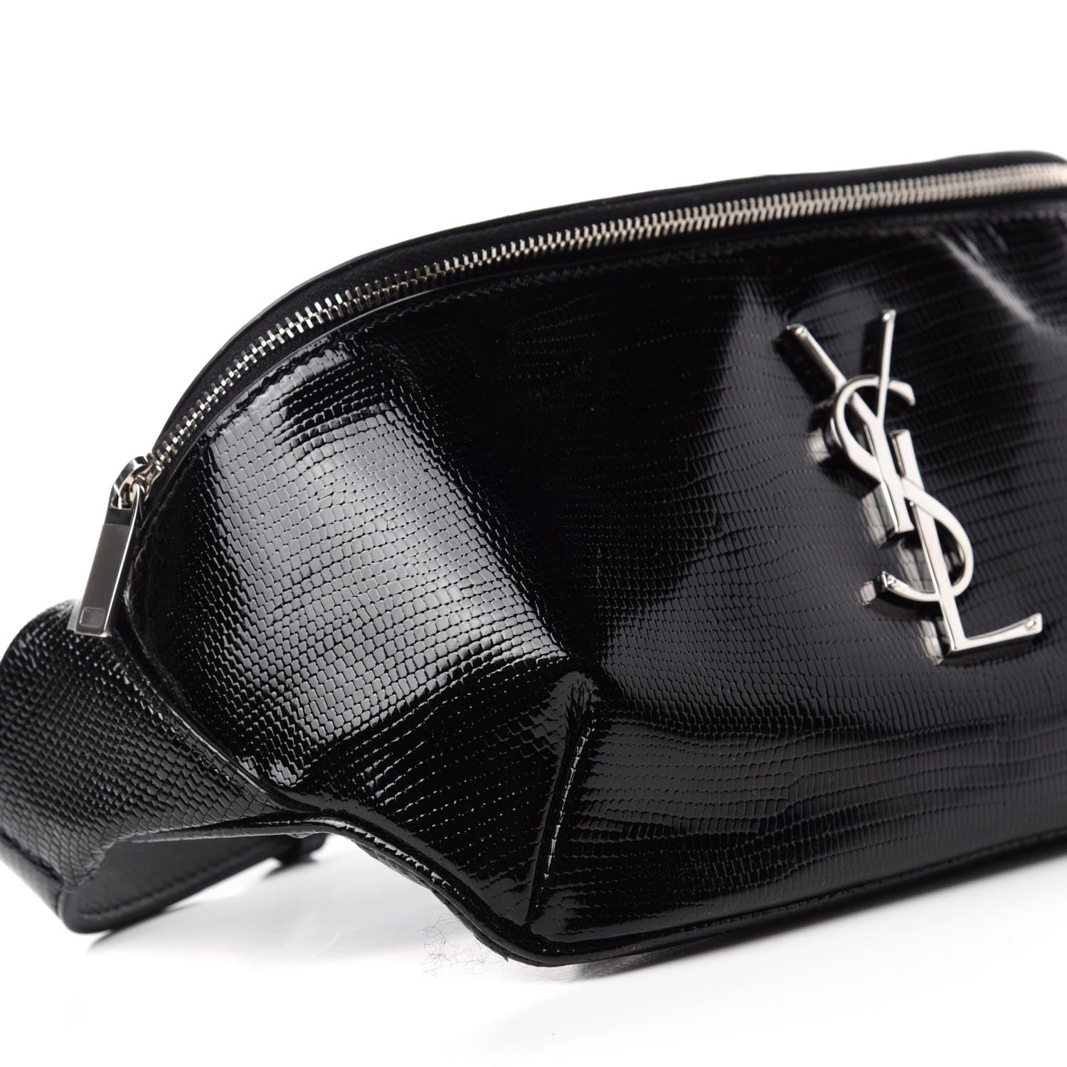 Saint Laurent Lizard Embossed Calfskin Belt Bag Black 6 of 10